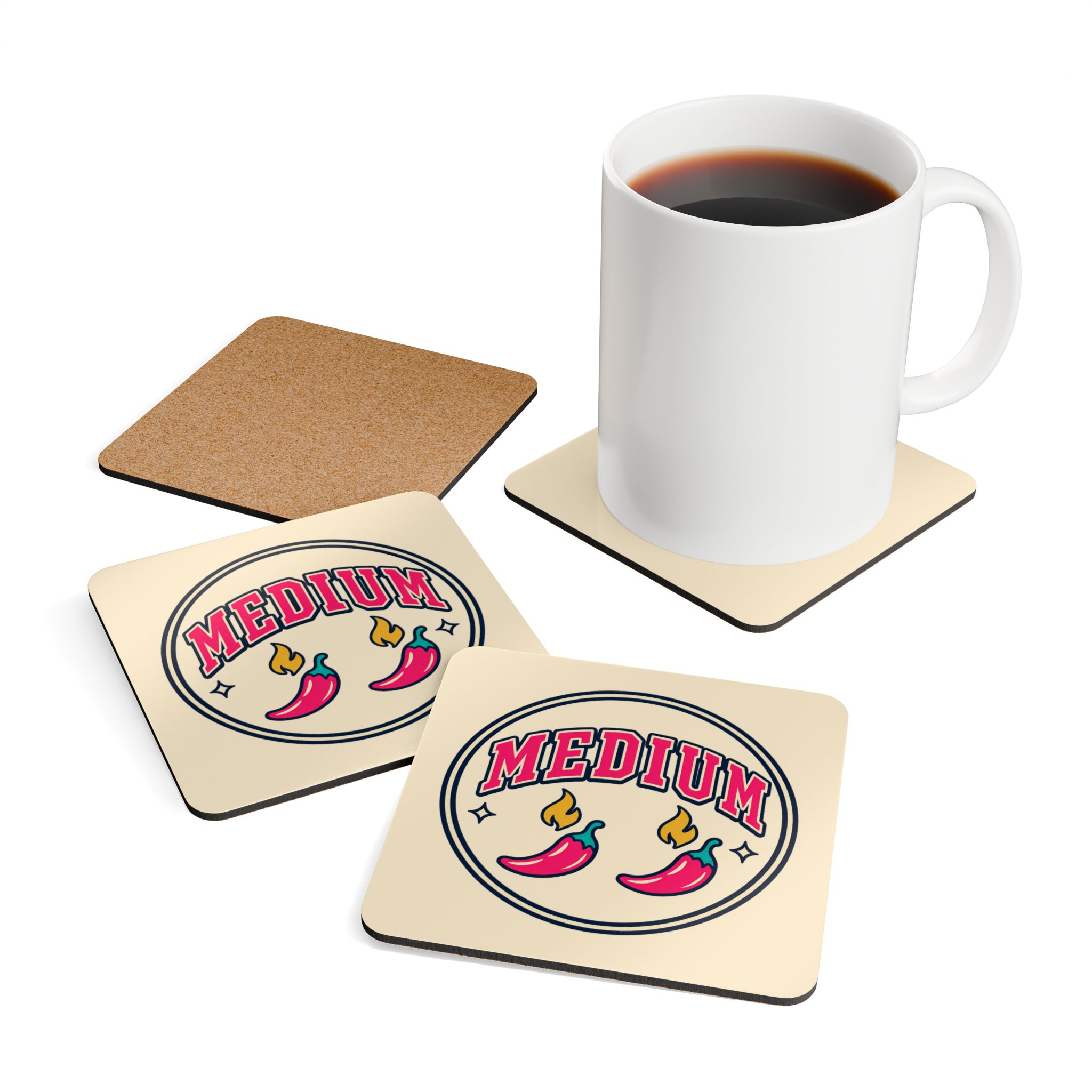Spice Level: Medium Coaster Set — Spicy Romance Reader Cork-Back Drink Coasters, Set of 4 - Image 4