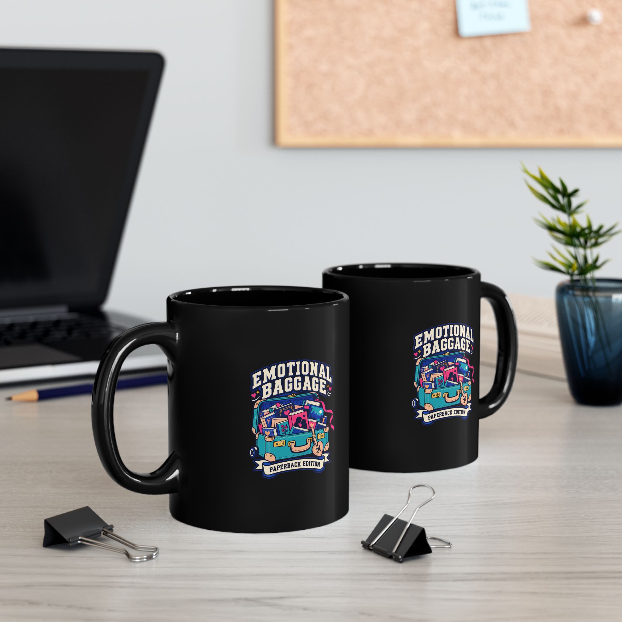 Emotional Baggage: Paperback Edition Black Mug — Book Lover Ceramic Mug, 11oz - Image 4